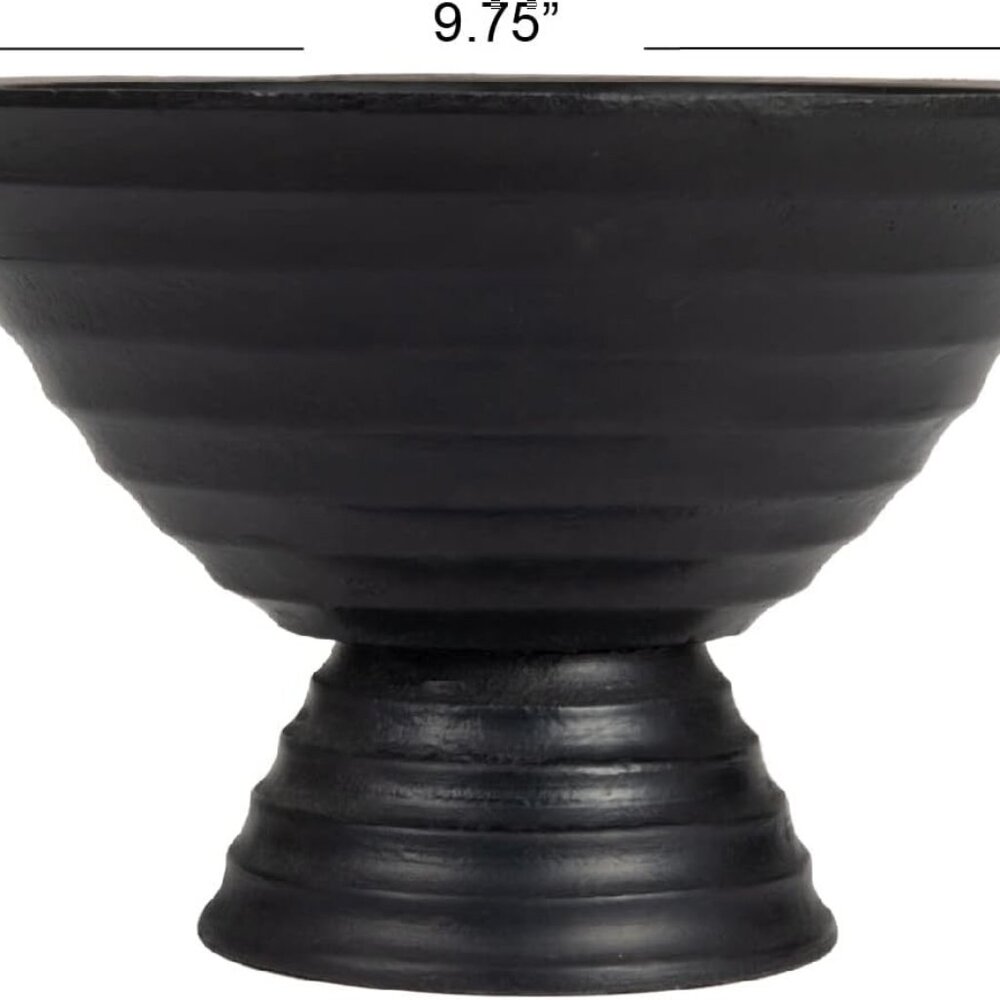 Boho Wood Pedestal Serving Bowl, Black Finish - Picture 3 of 7